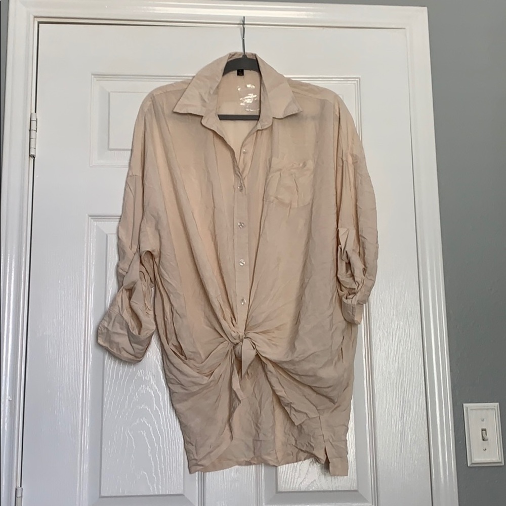 Cream long sleeve button up